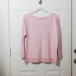 St. John Women’s Pink Lightweight Knit Sweater Size L Classic Pullover Gold Tag